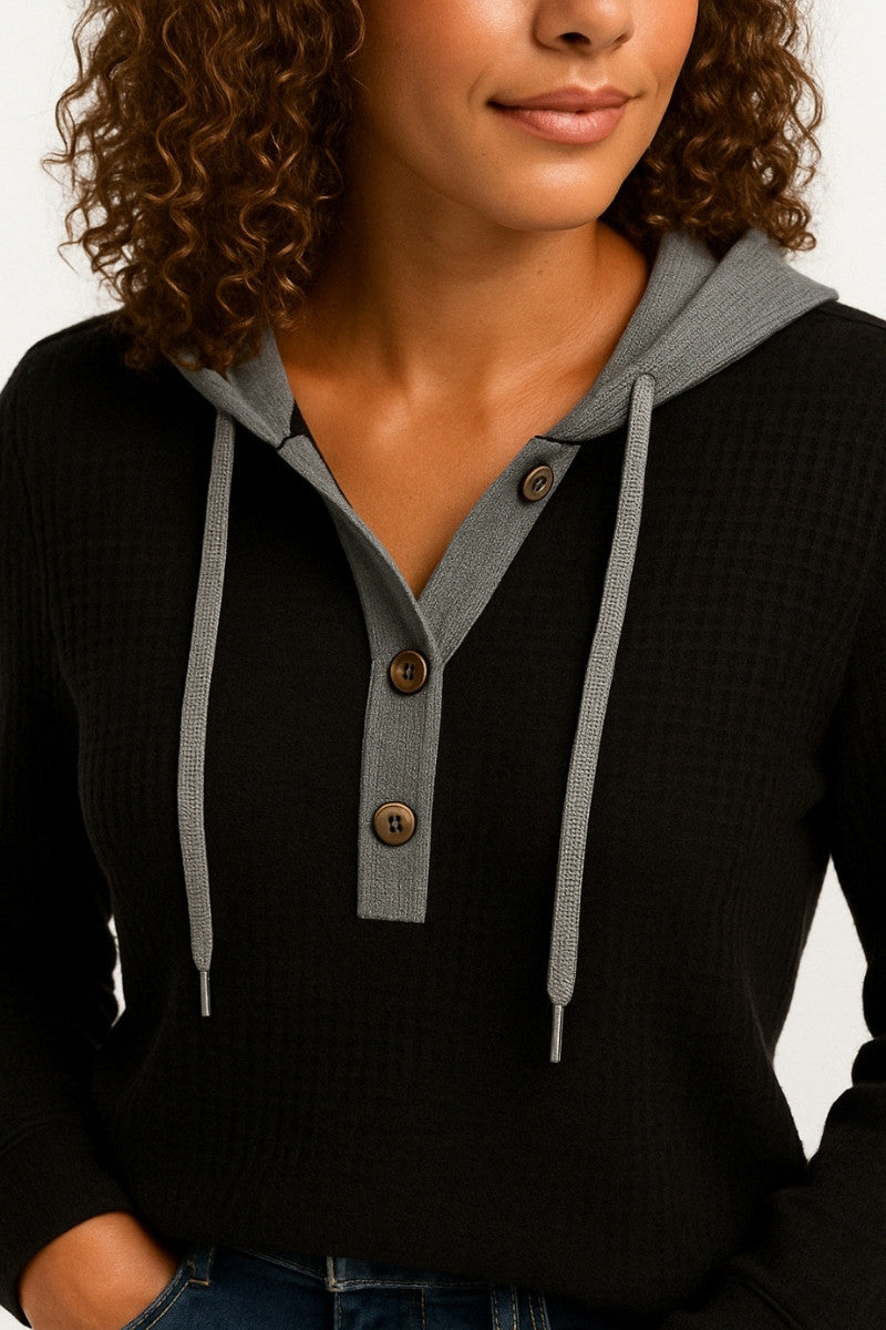 BlushEase Waffle Hoodie