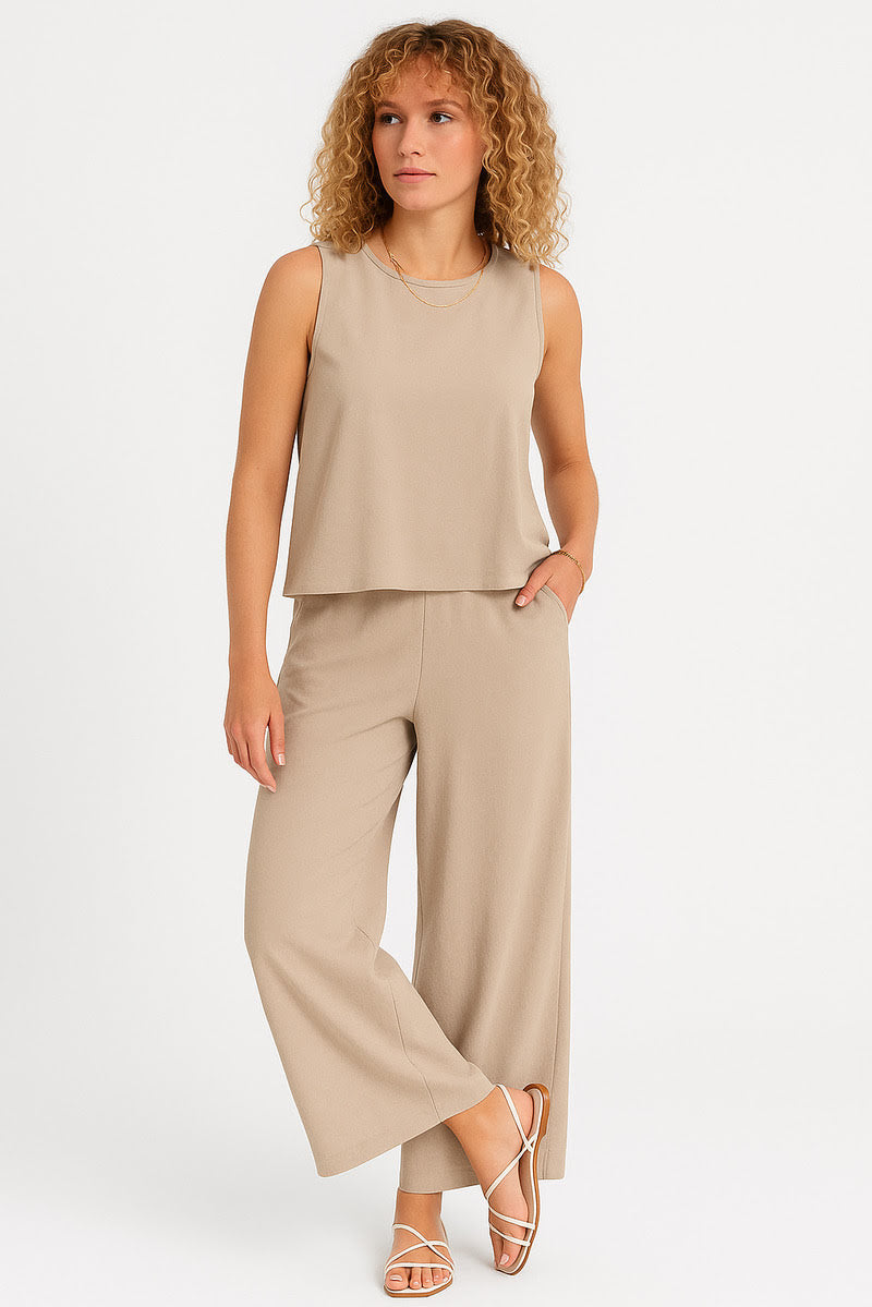 Chic Linen-Feel Two-Piece Set 1+1 Free