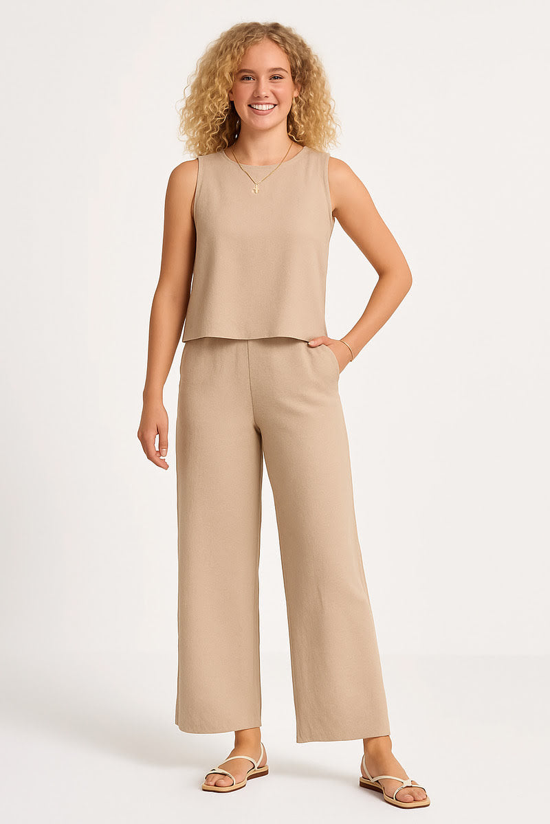 Chic Linen-Feel Two-Piece Set 1+1 Free