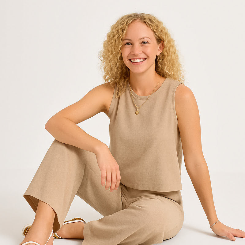 Chic Linen-Feel Two-Piece Set 1+1 Free