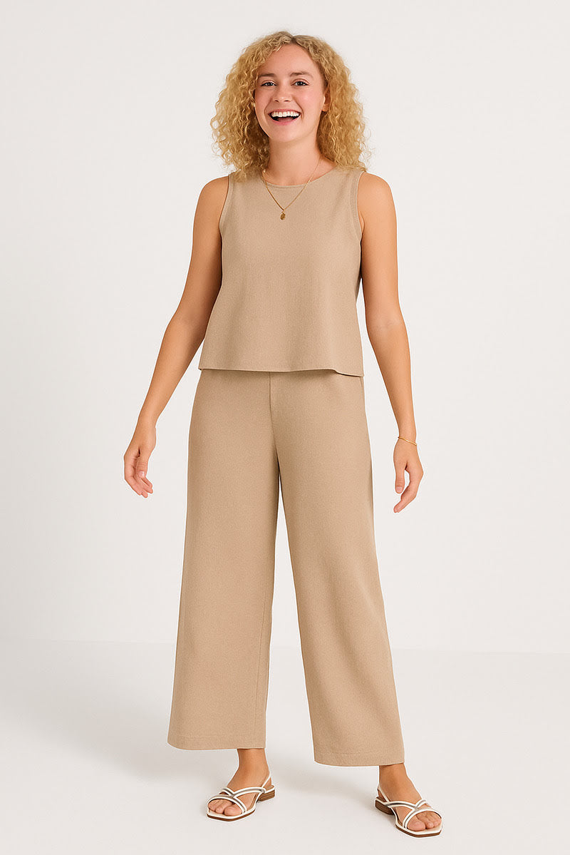Chic Linen-Feel Two-Piece Set 1+1 Free
