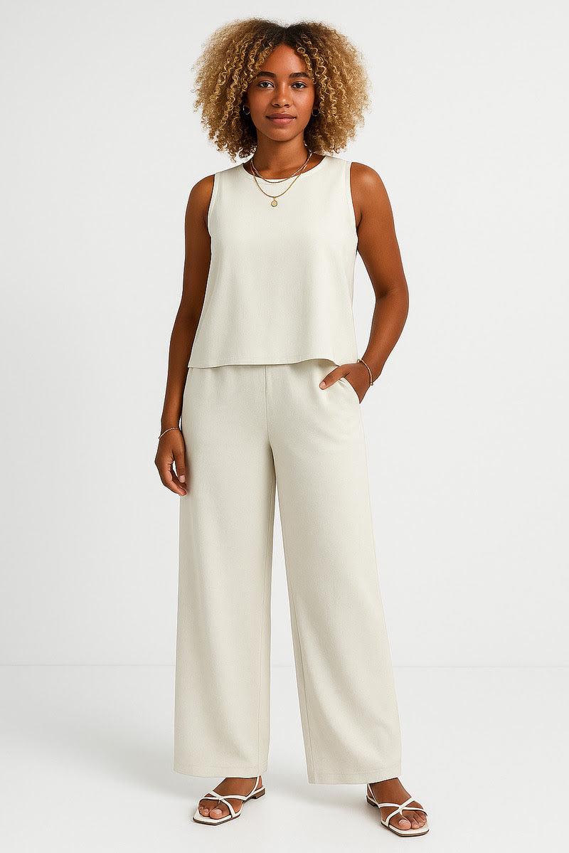 Chic Linen-Feel Two-Piece Set 1+1 Free