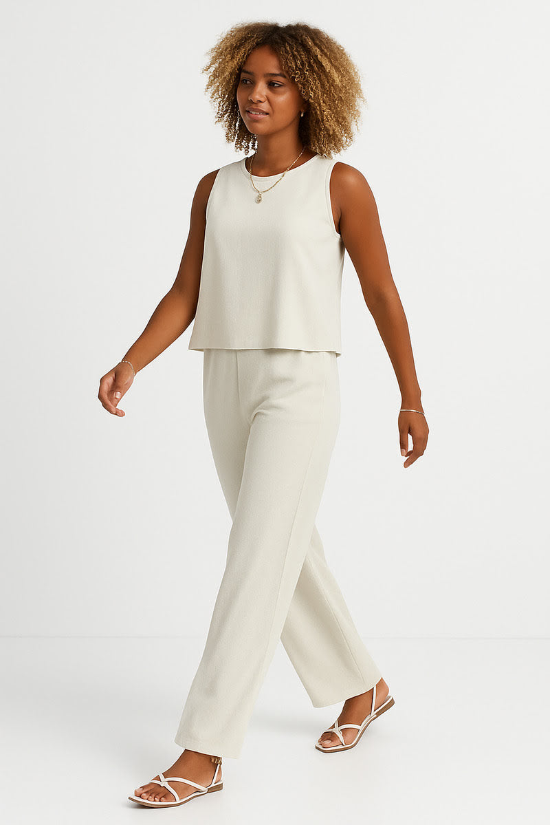 Chic Linen-Feel Two-Piece Set 1+1 Free