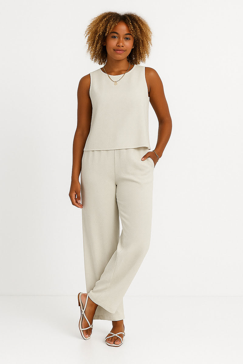 Chic Linen-Feel Two-Piece Set 1+1 Free