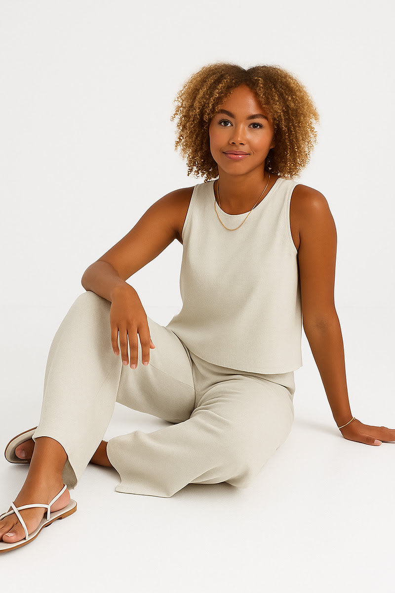 Chic Linen-Feel Two-Piece Set 1+1 Free