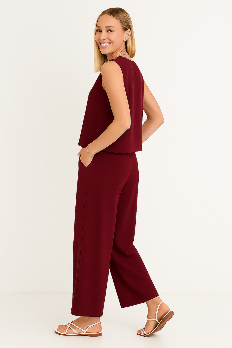 Chic Linen-Feel Two-Piece Set 1+1 Free