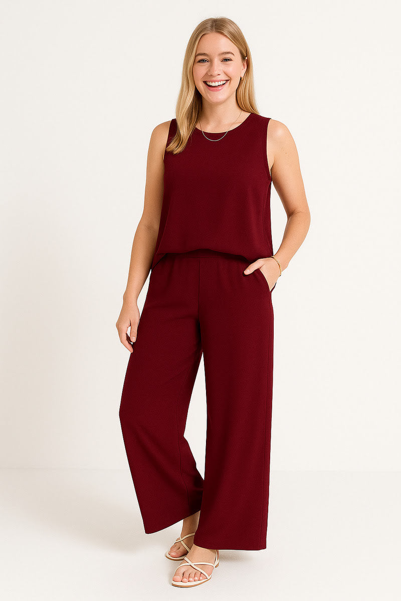 Chic Linen-Feel Two-Piece Set 1+1 Free
