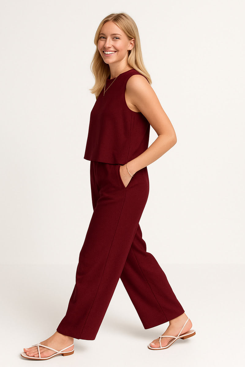 Chic Linen-Feel Two-Piece Set 1+1 Free