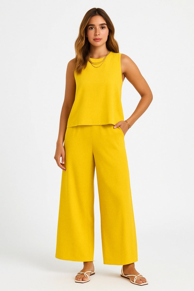 Chic Linen-Feel Two-Piece Set