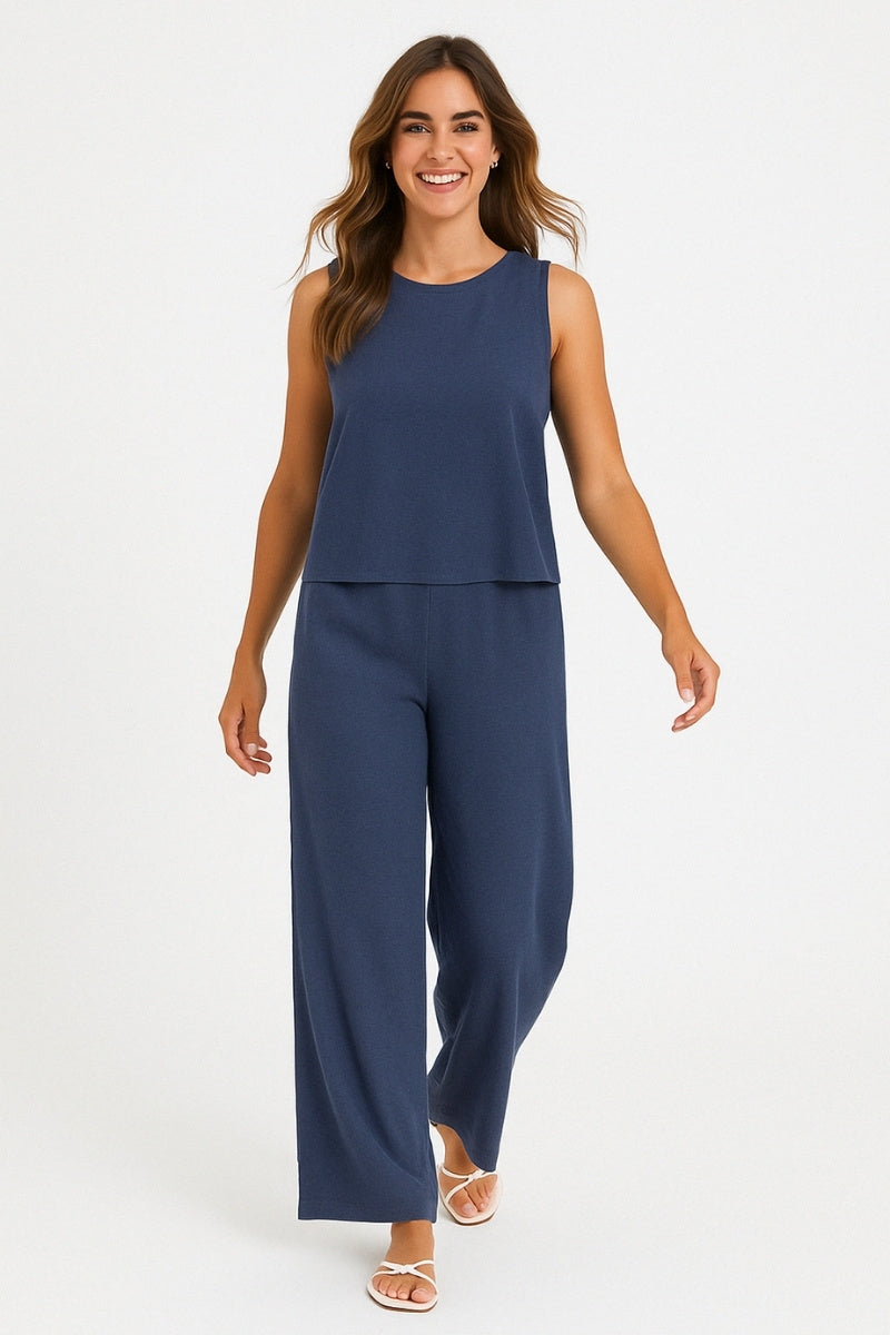 Chic Linen-Feel Two-Piece Set
