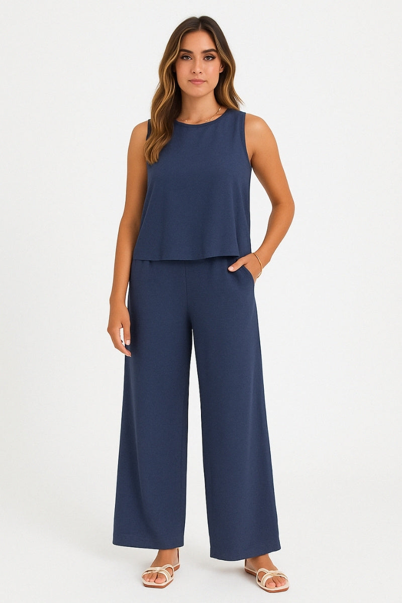 Chic Linen-Feel Two-Piece Set