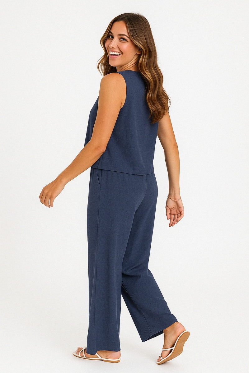 Chic Linen-Feel Two-Piece Set 1+1 Free