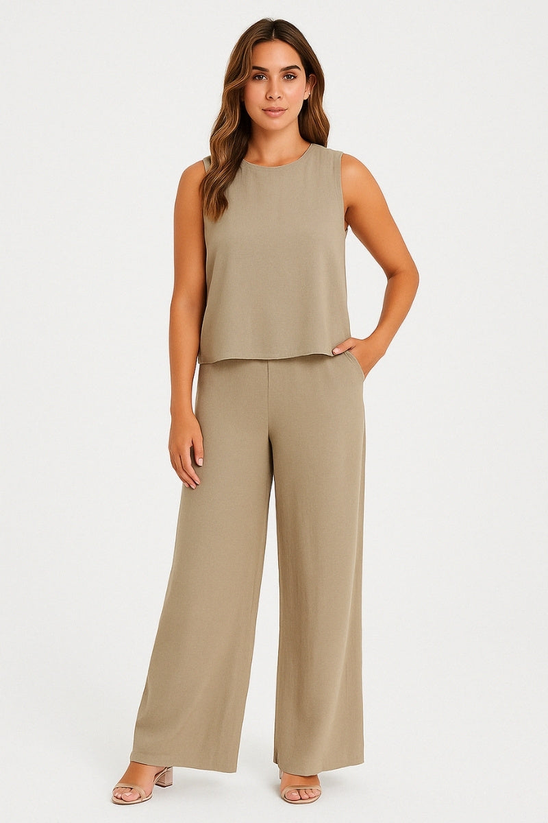 Chic Linen-Feel Two-Piece Set 1+1 Free