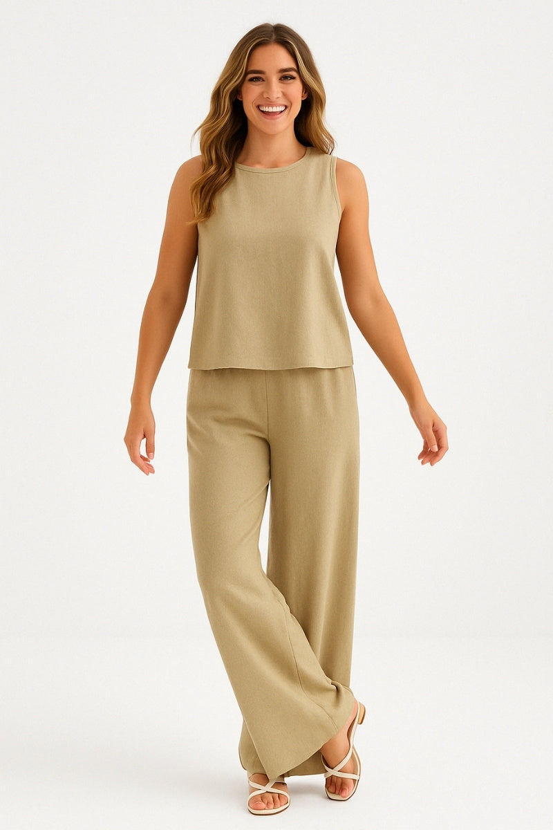 Chic Linen-Feel Two-Piece Set 1+1 Free