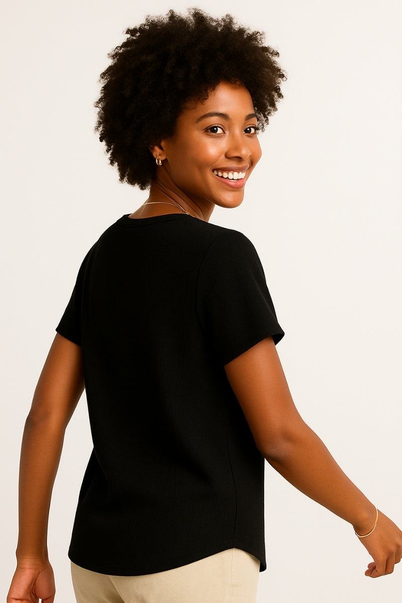 Waffle Knit Button Henley Tee